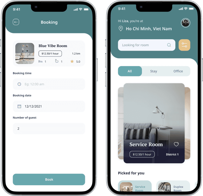 ui ux design for E-booking mobile application
