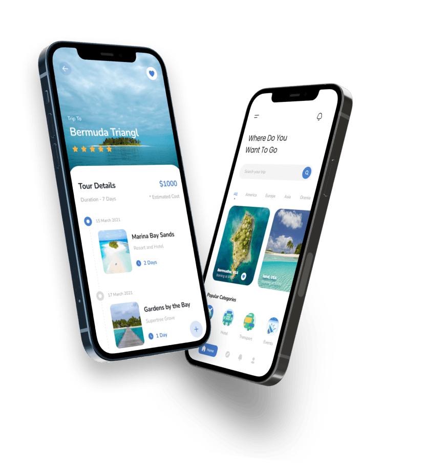 ui ux design for Travelly mobile application