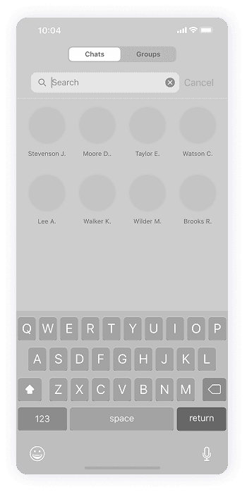 University Student app wireframe of the chat screen