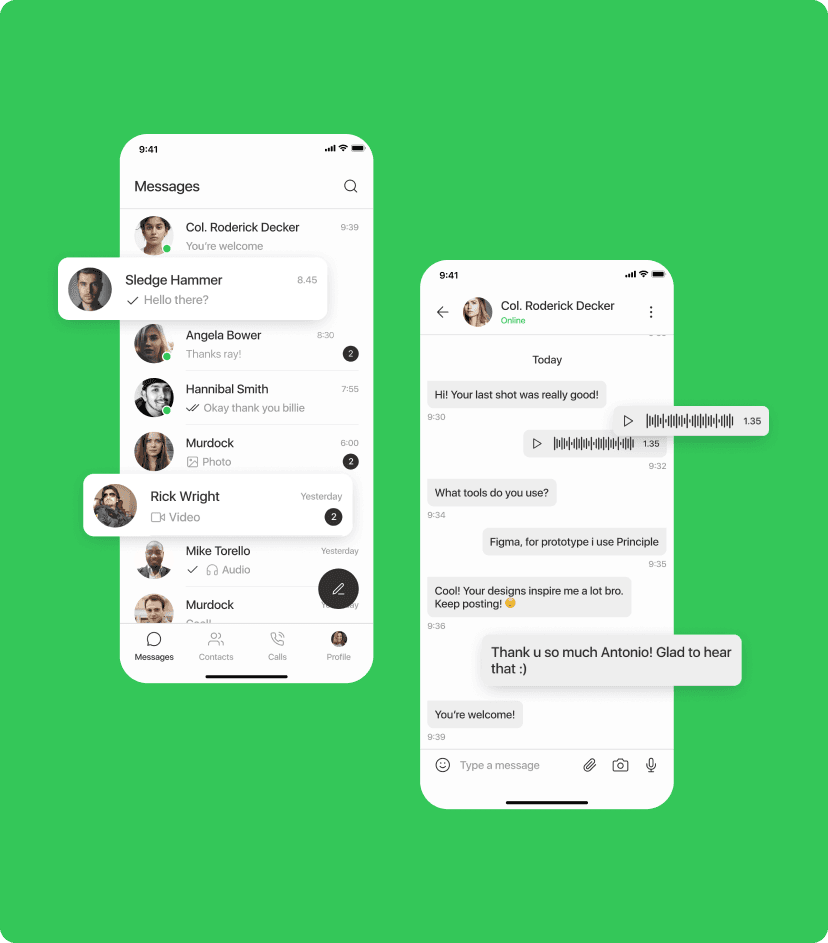 Splash private messaging feature