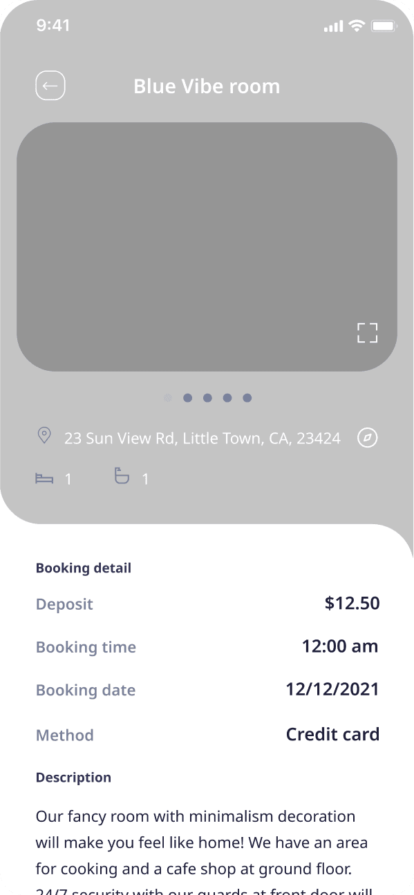 E-booking app booking details screen