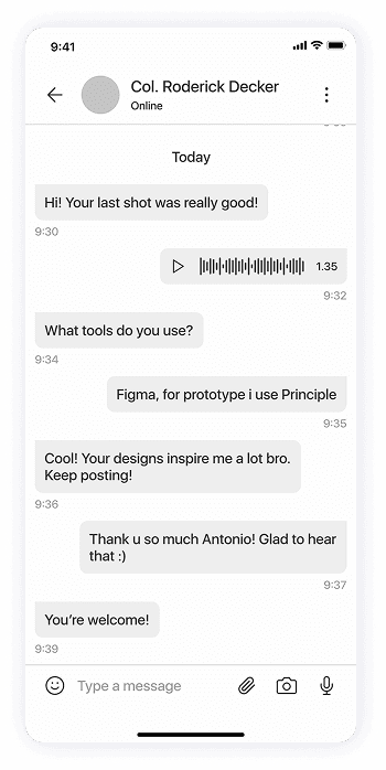 Wireframe of Splash app-s chat screen
