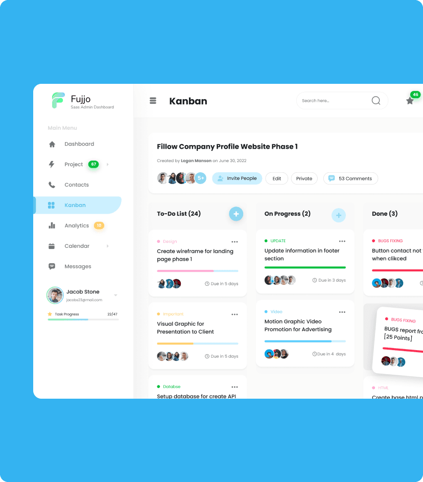 Fujjo Kanban board feature