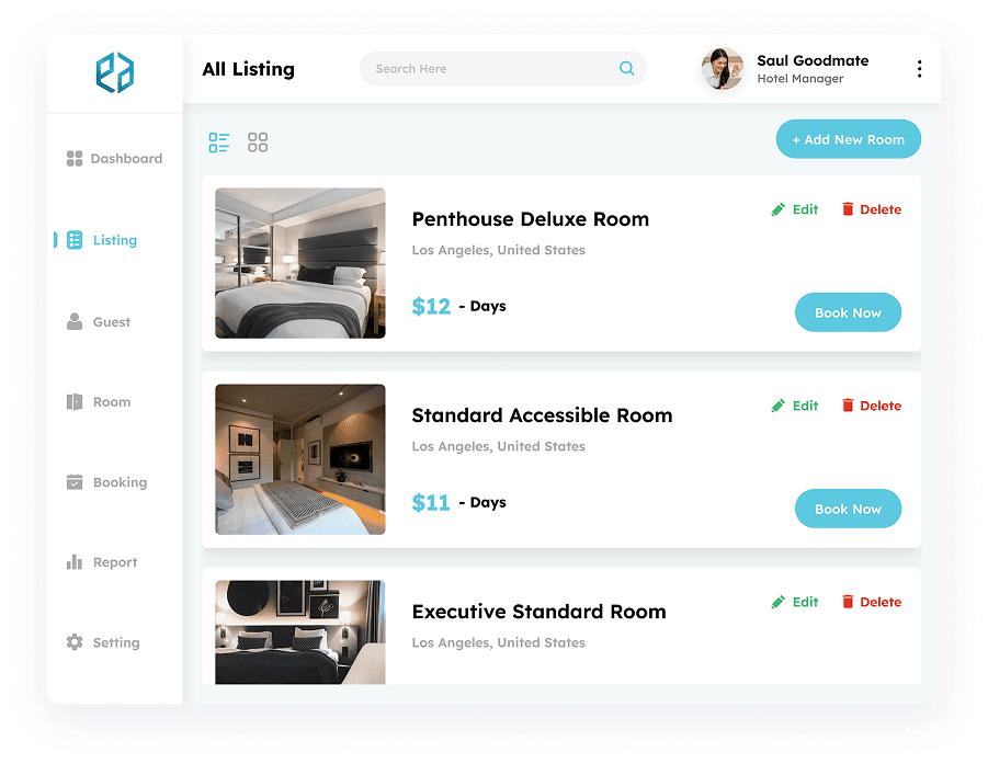 UI design of the Elite Station CRM listing page