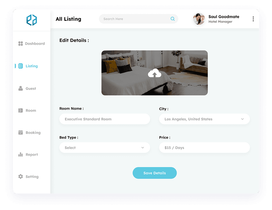 UI design of the edit details page in Elite Station CRM