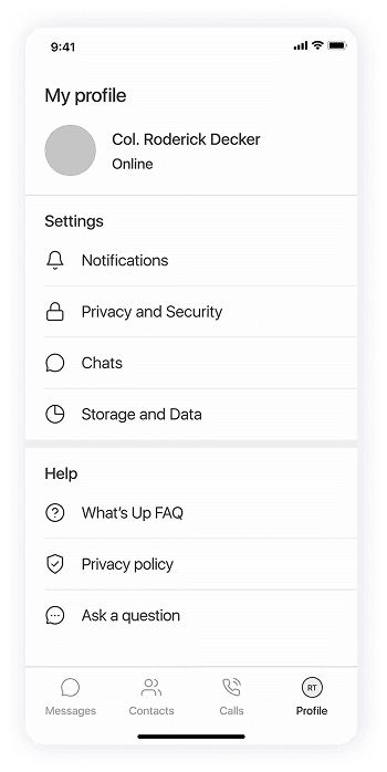 Wireframe of the Splash app-s profile screen