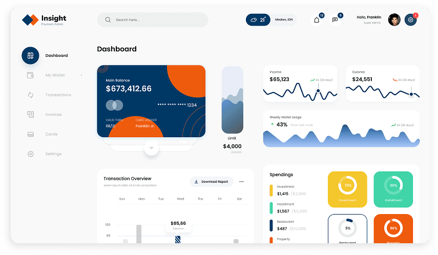 Insight main dashboard UI design
