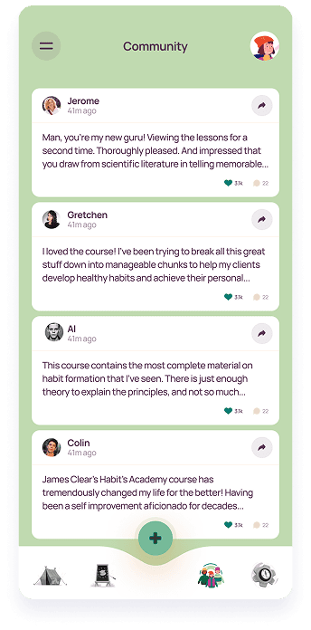 LifeBalance screen displaying a community feed