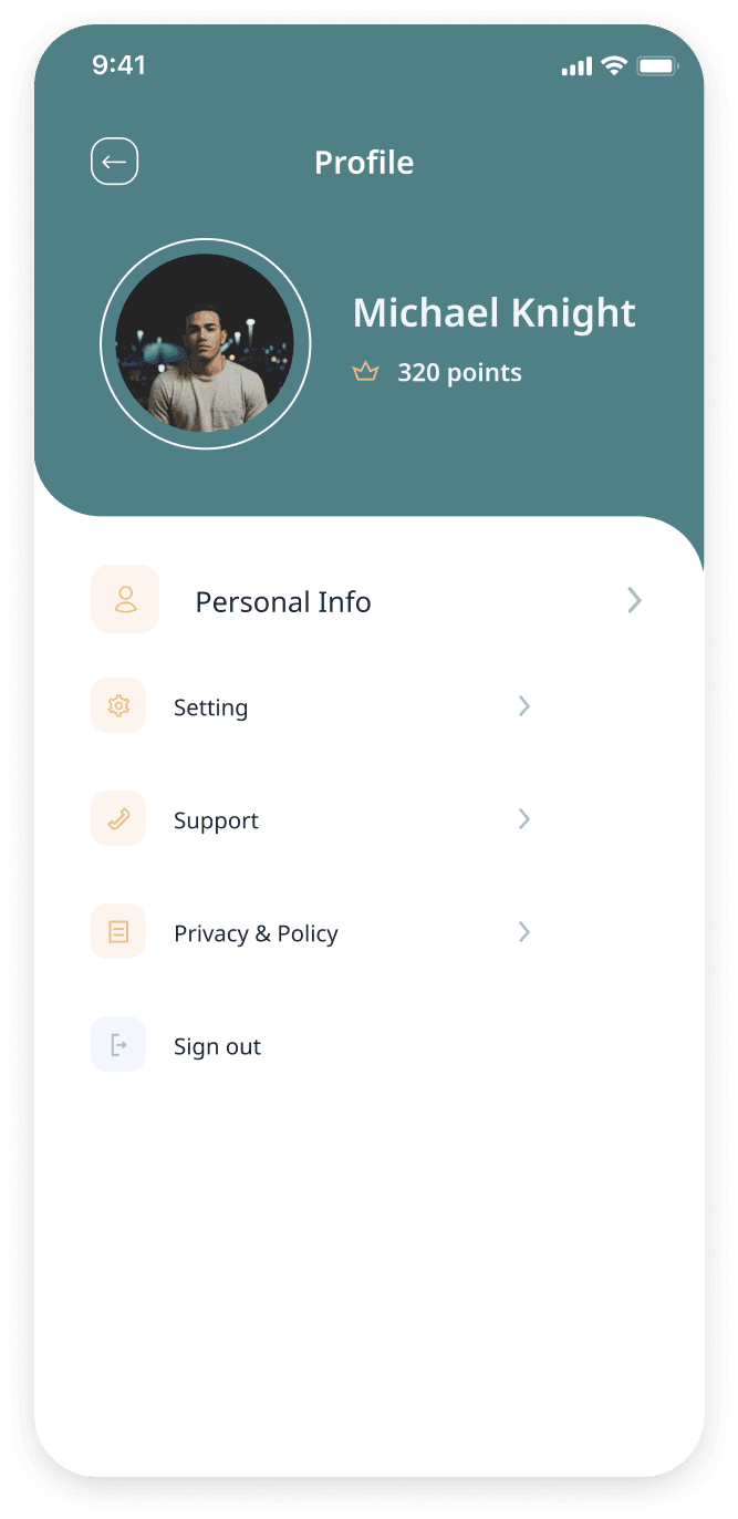 E-booking app user profile