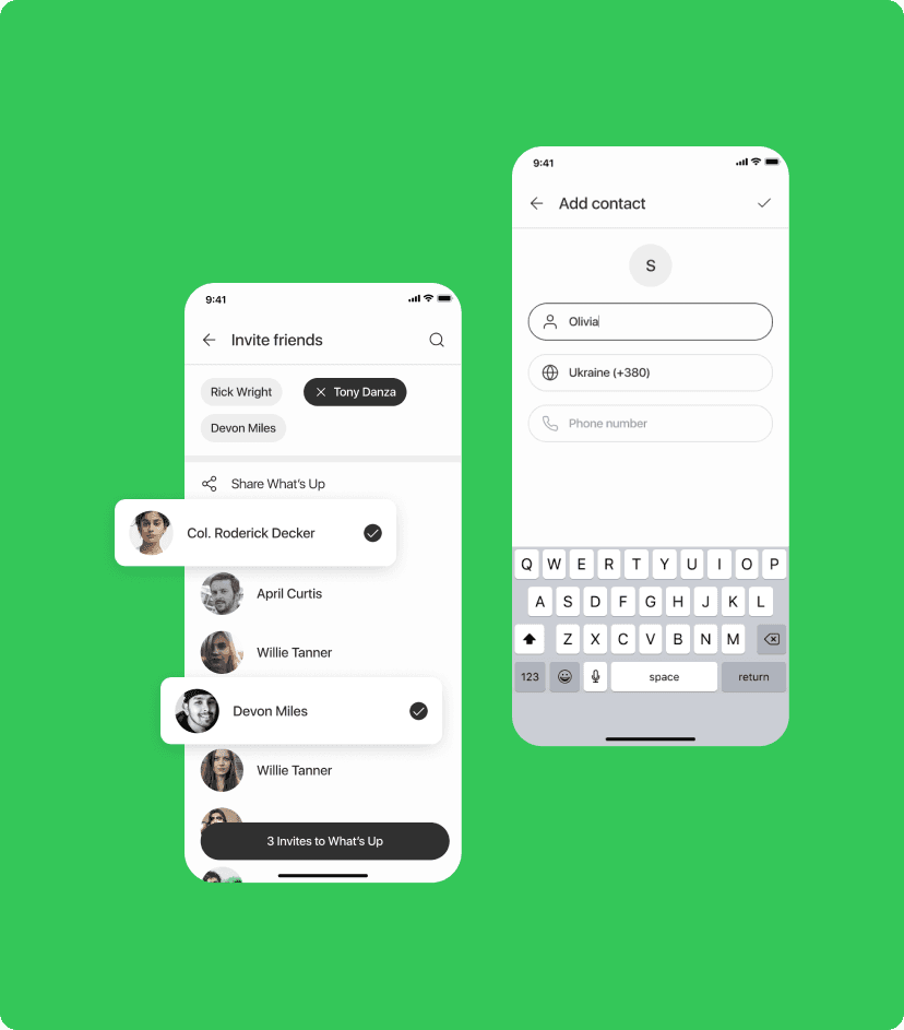 Splash contacts management feature