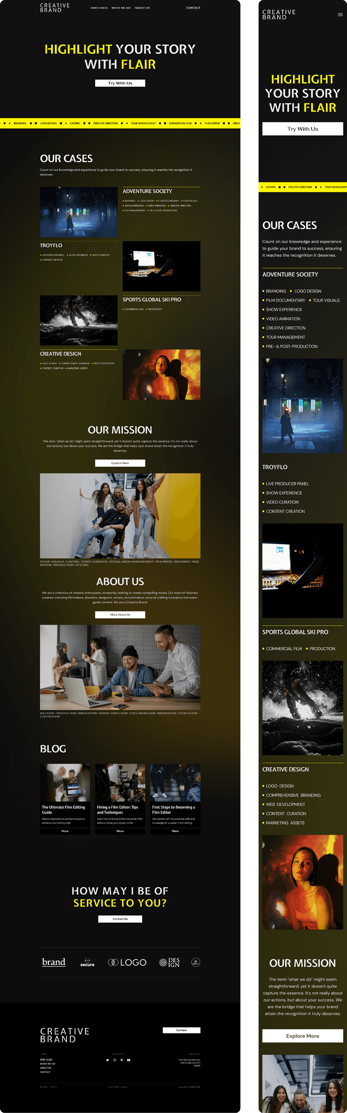 Website design for the creative marketing agency