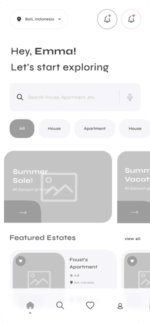Wireframe of Turveyor home screen