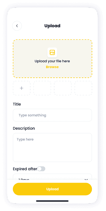 NFT Store upload file screen UI design