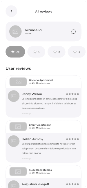 Wireframe of Turveyor property reviews screen