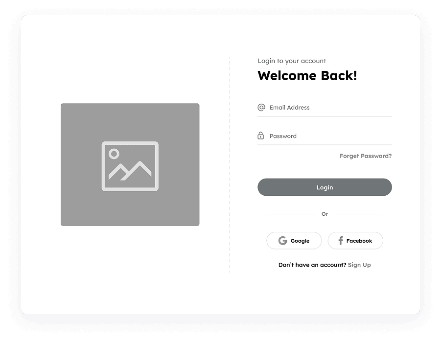 Wireframe of the Elite Station CRM login page