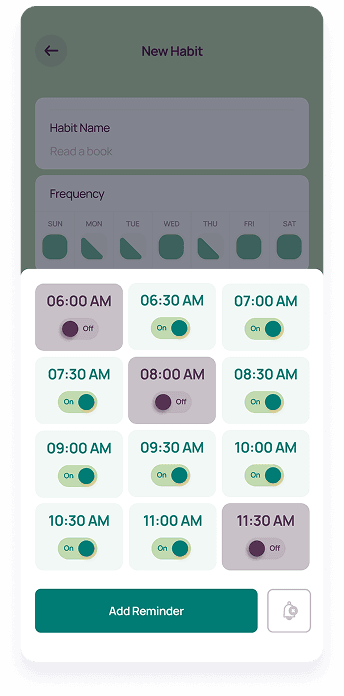 LifeBalance screen displaying a habit schedule