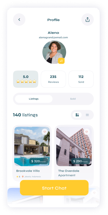 UI design of Turveyor user profile screen"
