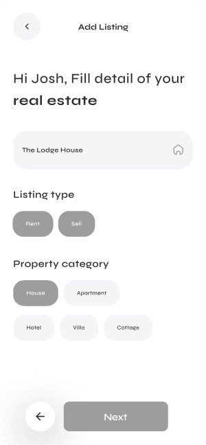 Wireframe of Turveyor add listing screen
