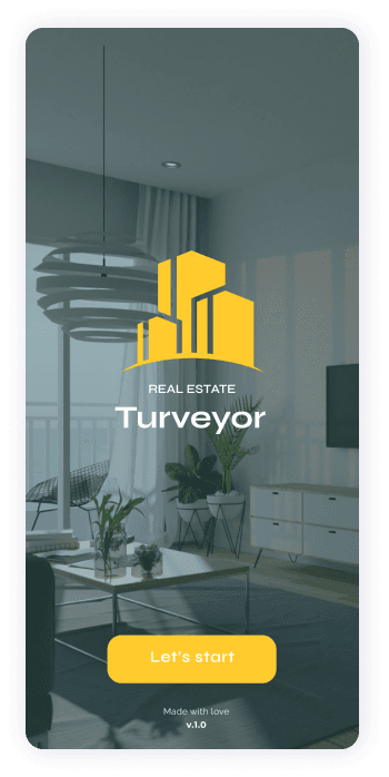 UI design of Turveyor welcome screen