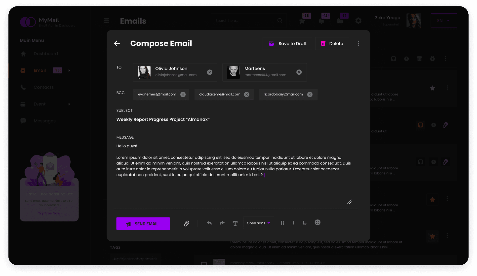 Compose email screen UI design for MyMail