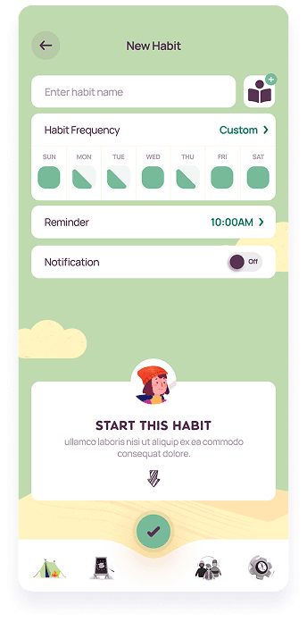 LifeBalance screen for creating a new habit