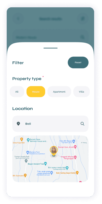UI design of Turveyor filter screen