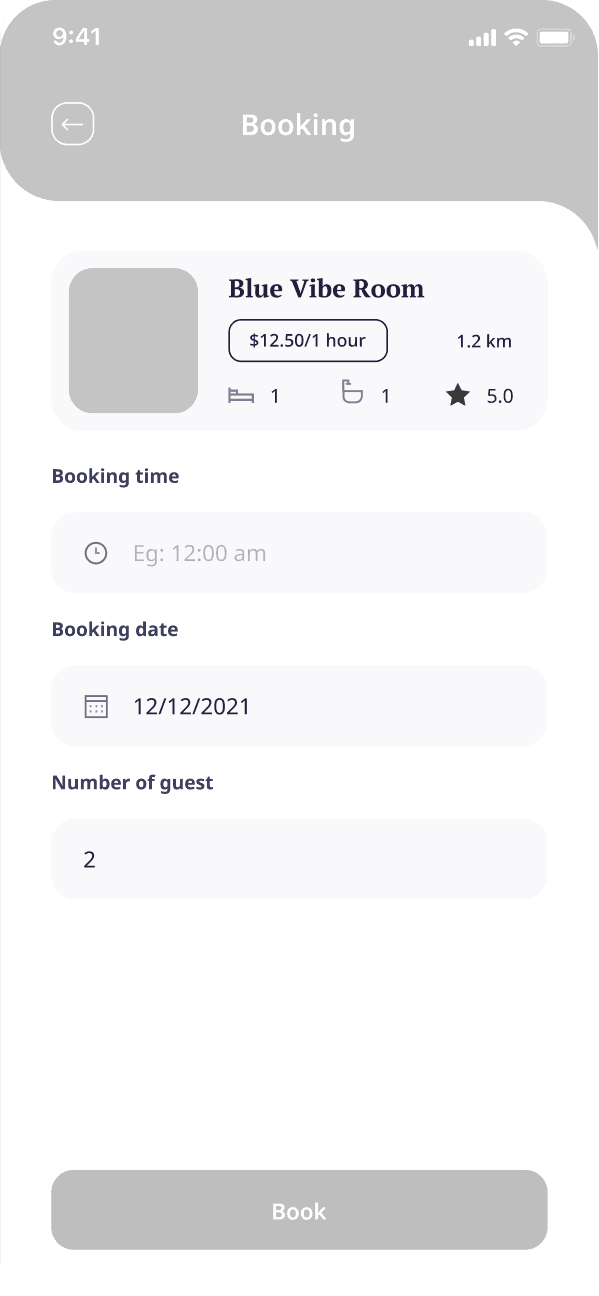 E-booking app booking process