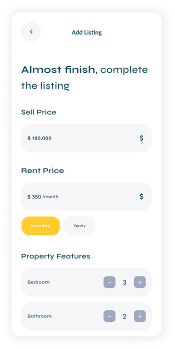UI design of Turveyor final listing details screen