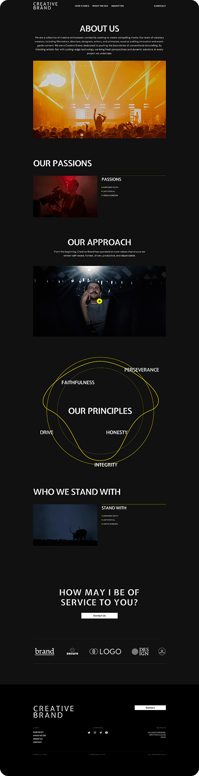 UI design of Creative Brand-s about us page