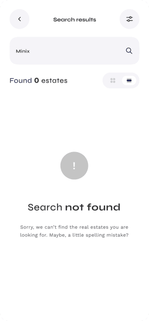 Wireframe of Turveyor no search results screen