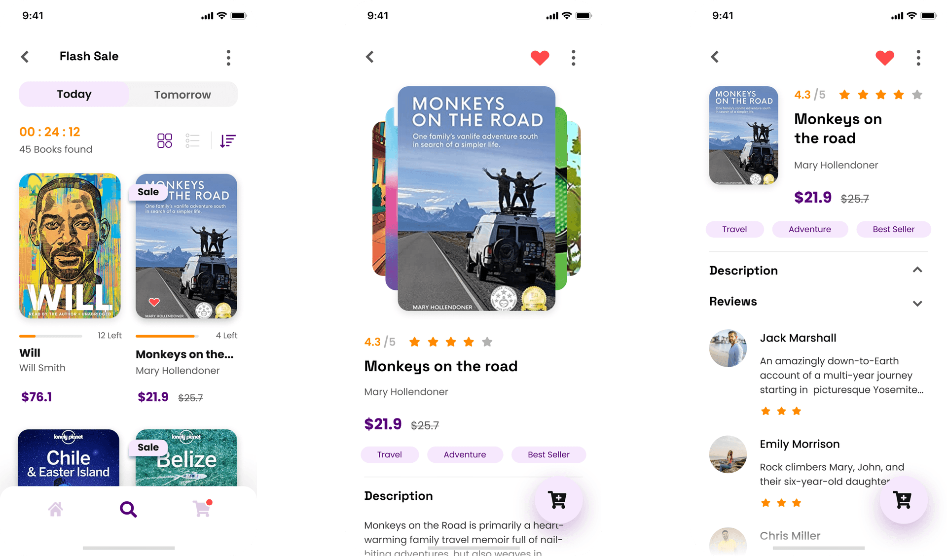 Mobile app design for book store