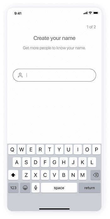 Wireframe of the Splash app-s interface for entering a user name