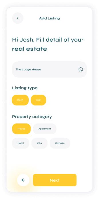 UI design of Turveyor listing details screen