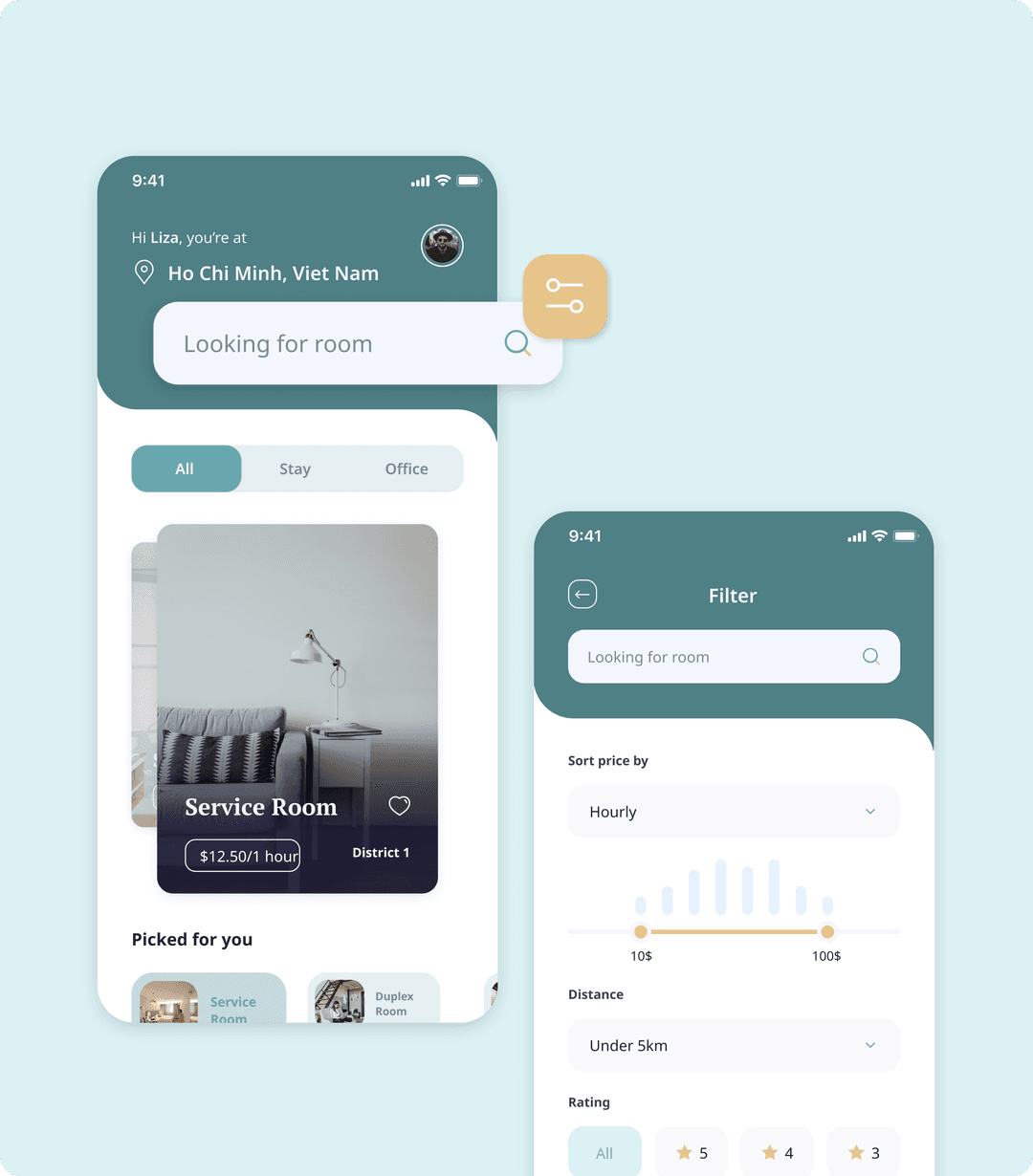E-booking app in-app messaging feature