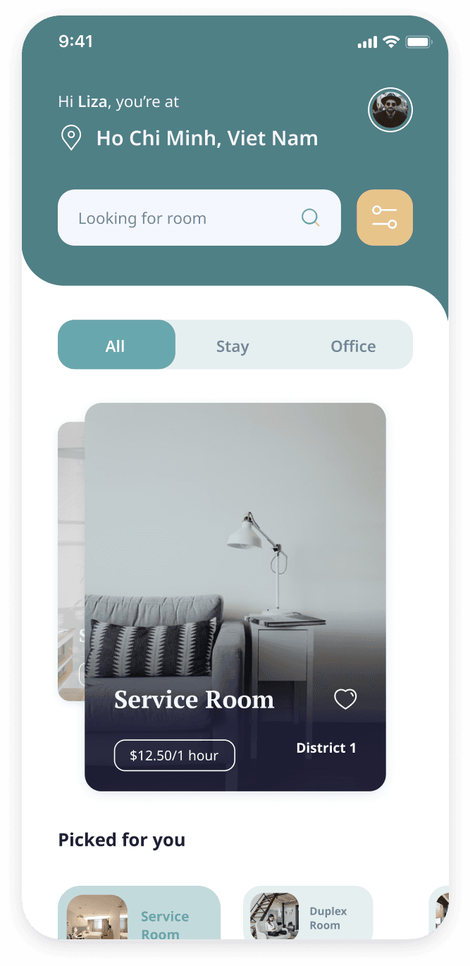 E-booking app search interface
