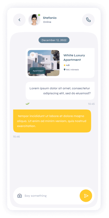 UI design of Turveyor chat screen