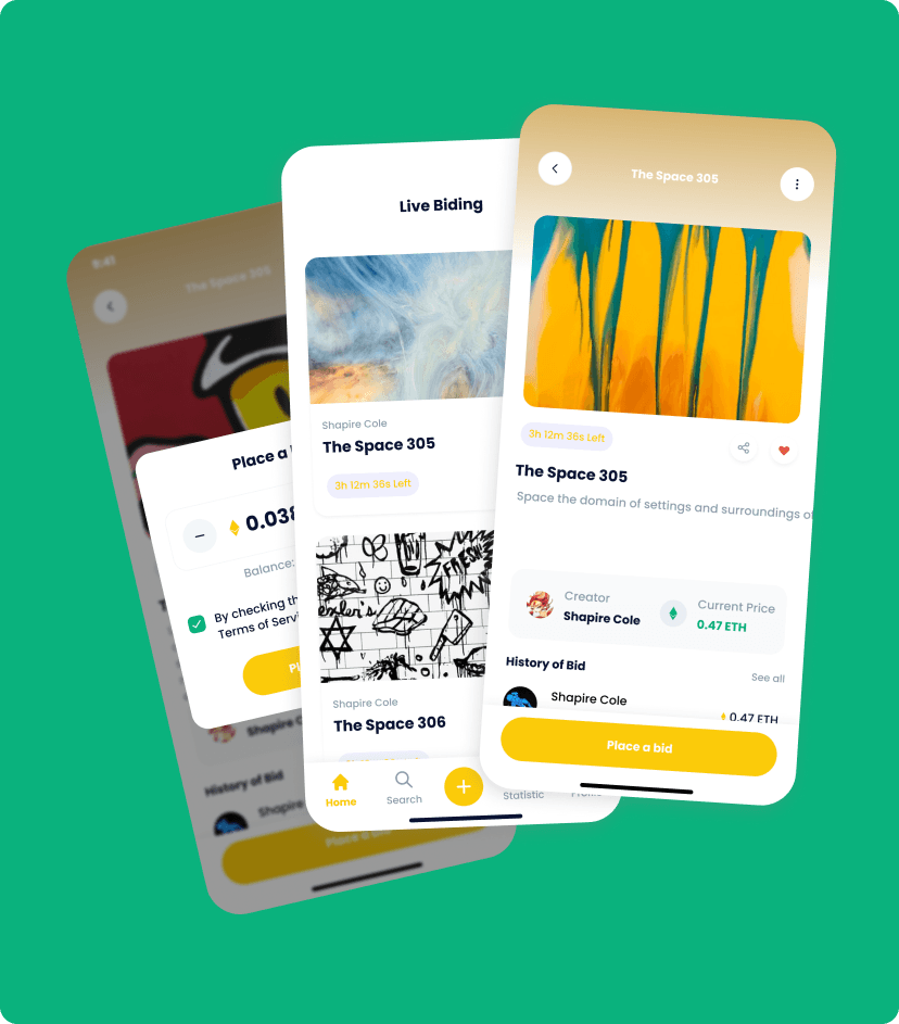 NFT Store app online bidding and auctions feature