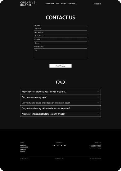 UI design of the Creative Brand contact page