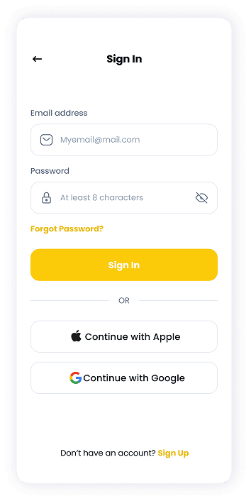 NFT Store sign-in dashboard UI design