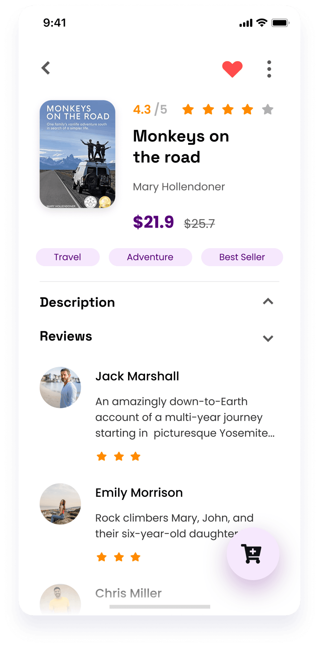 UI design of the Starbooks app showing user reviews for the book