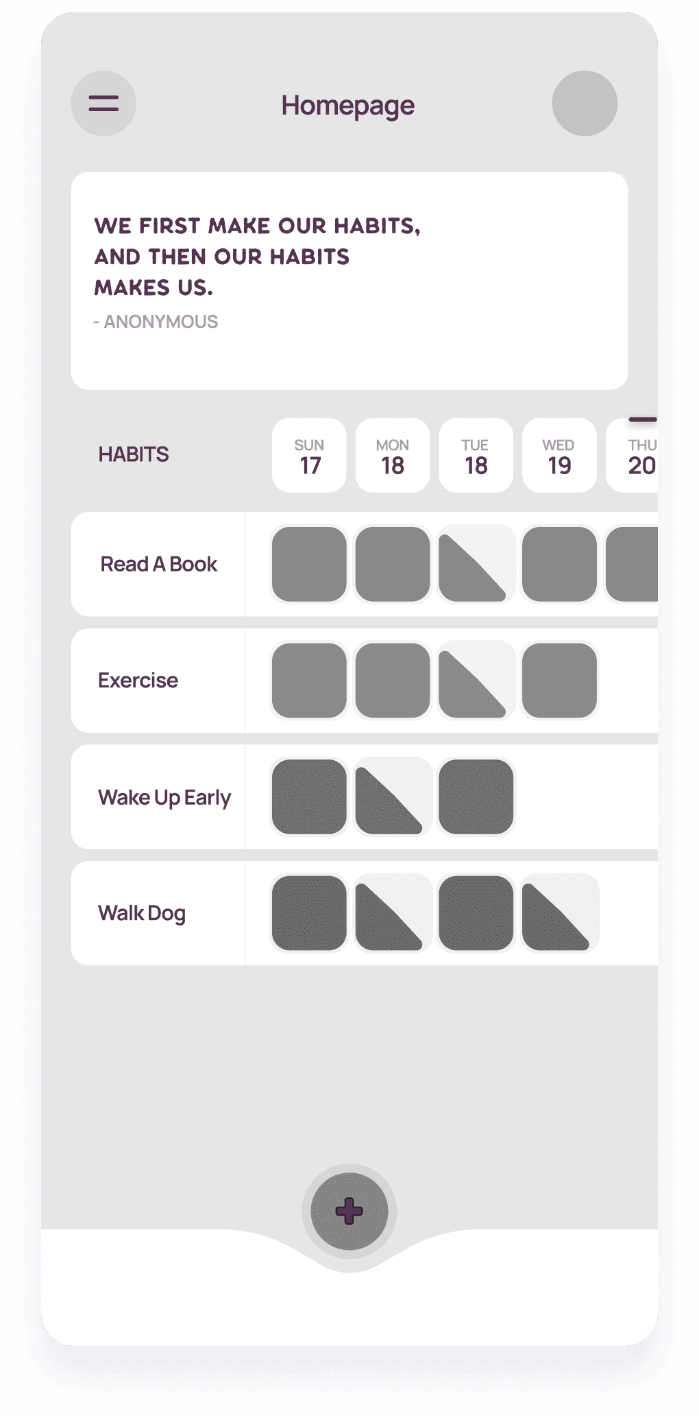 Wireframe of a LifeBalance homepage screen