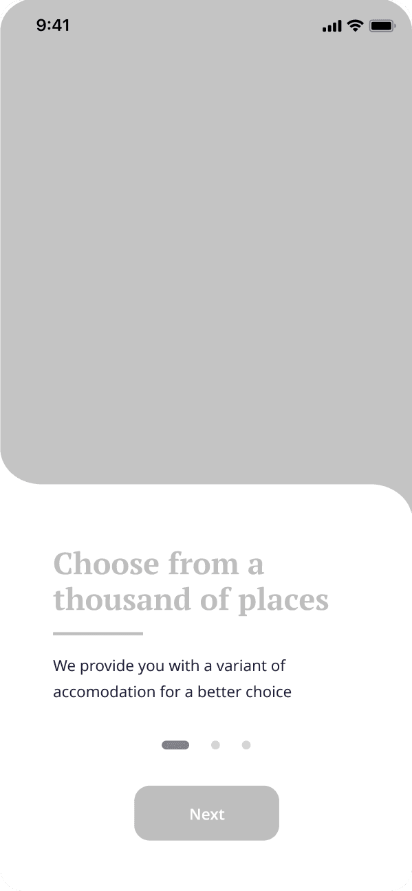 E-booking app welcome message on the startup screen