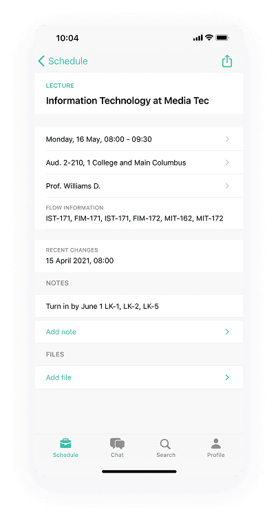 UI design of the University Student app-s detailed lecture screen
