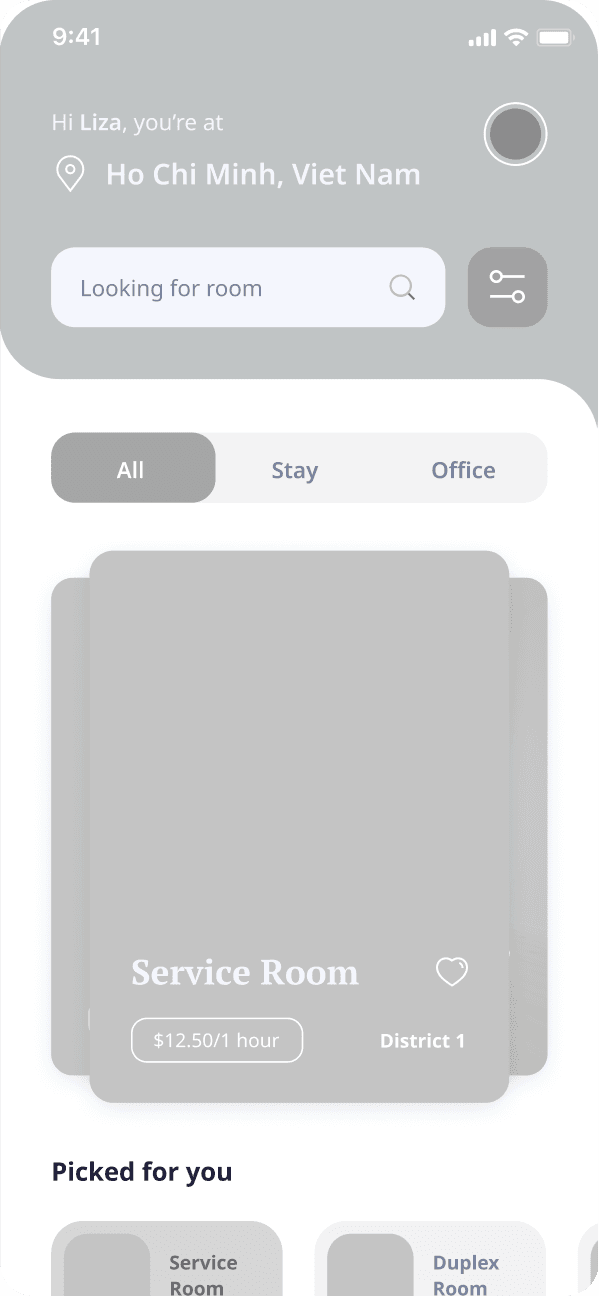 E-booking app main search page