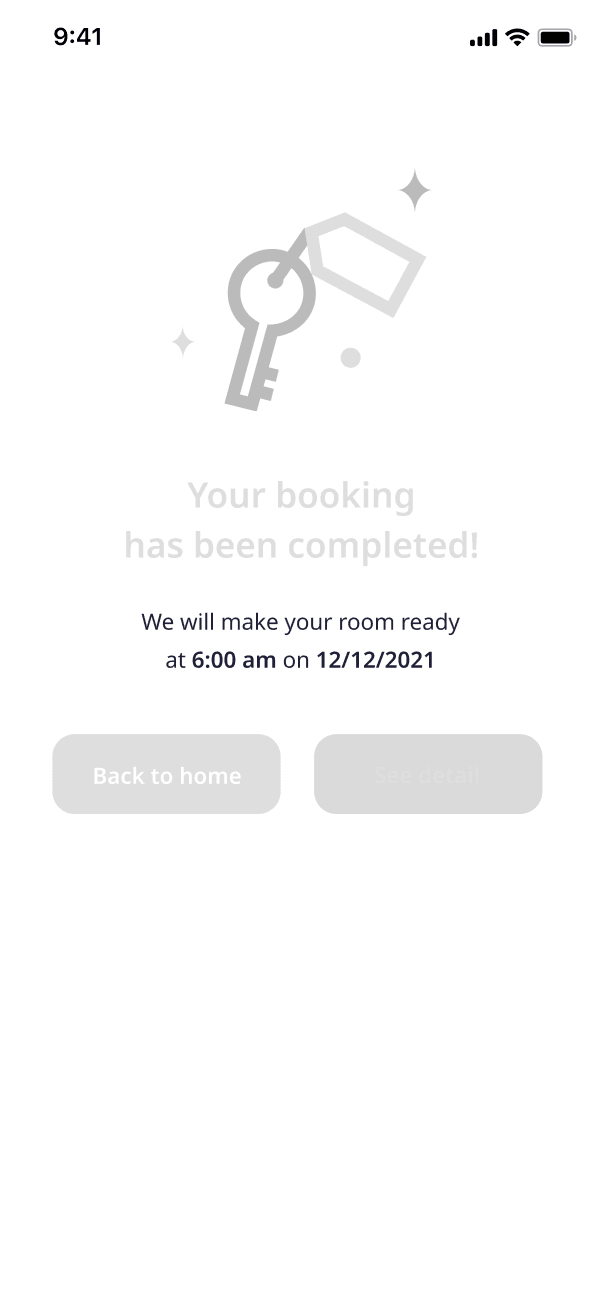 E-booking app successful booking screen