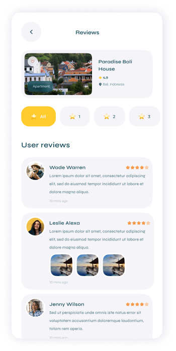 UI design of Turveyor property reviews page