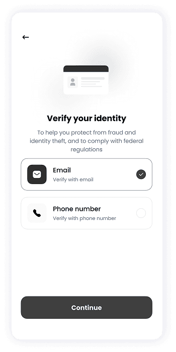 NFT Store identity verification screen wireframe