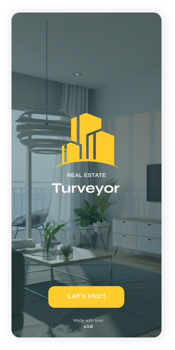 UI design of Turveyor welcome screen