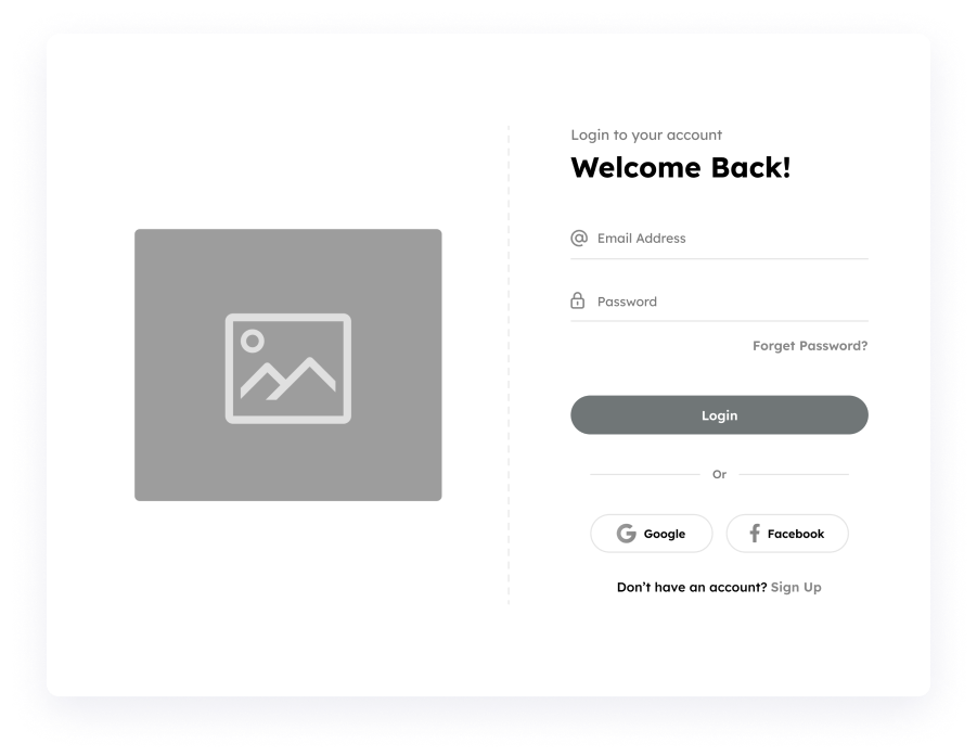  Wireframe of the Elite Station CRM login screen