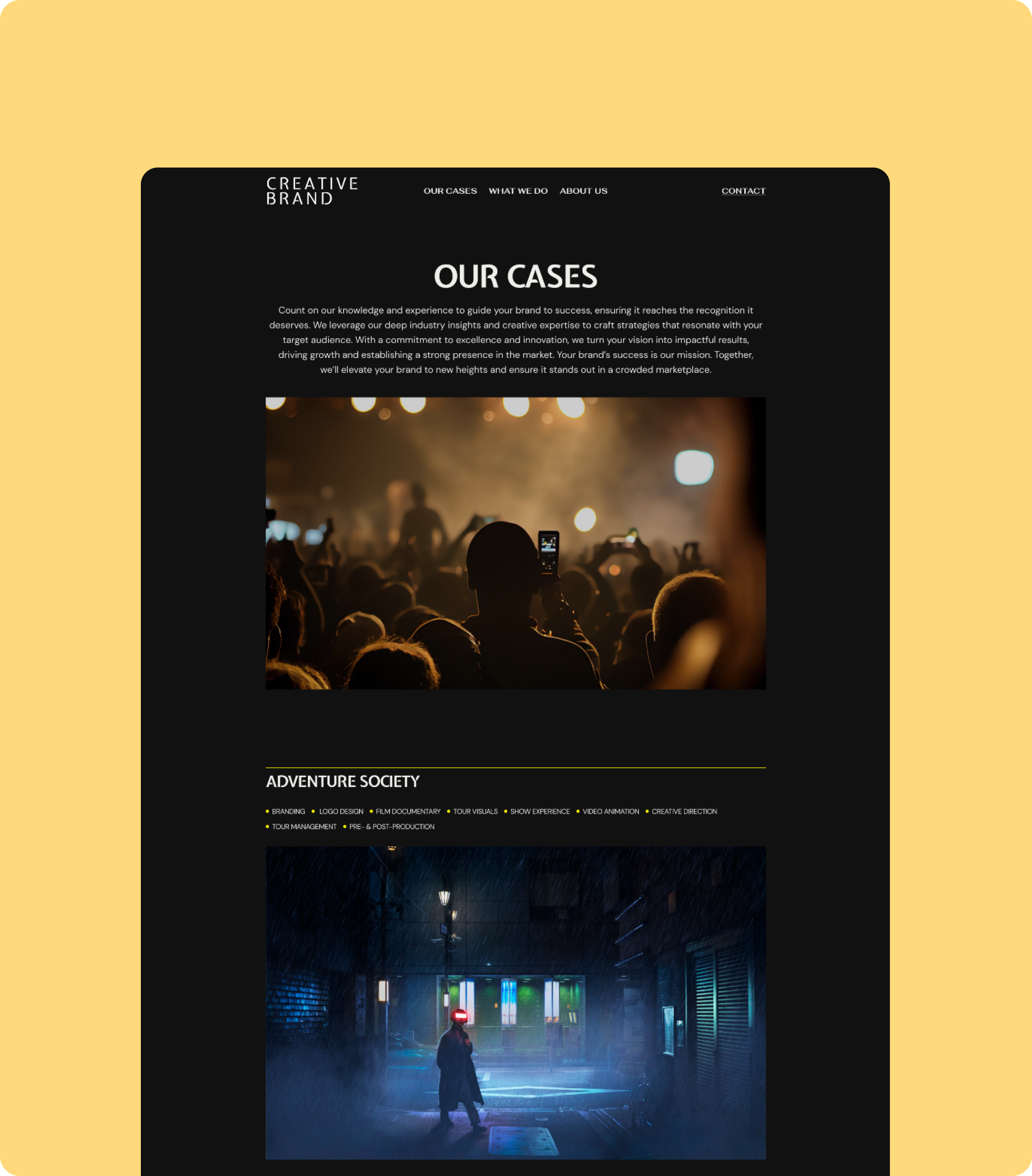 Creative Brand personalized portfolio of cases feature